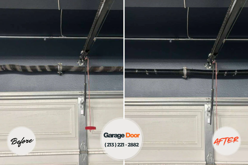 Before and after: garage door repair Lucasville, OH
